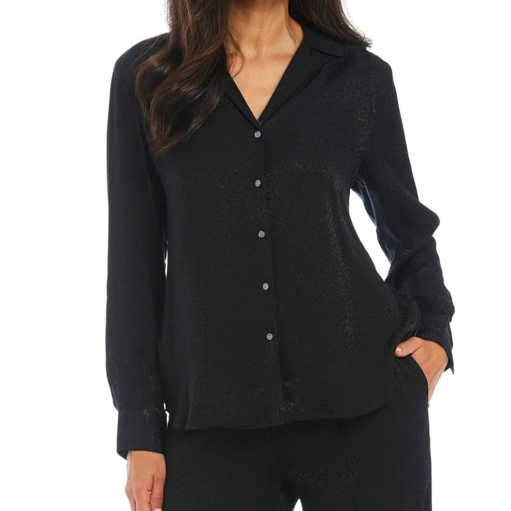 Tommy Bahama women's black button-down dress shirt animal leopard new XL Wild